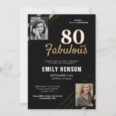80 en Fabulous Gold Glitter 2 Foto 80th Birthday Kaart (Voorkant)