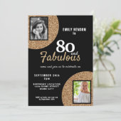 80 en Fabulous Gold Glitter 2 Foto 80th Birthday Kaart (Staand voorkant)