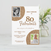 80 en Fabulous Gold Glitter 2 Foto 80th Birthday Kaart (Staand voorkant)