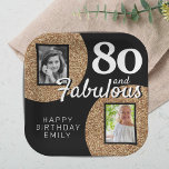 80 en Fabulous Gold Glitter 2 Foto 80th Birthday Papieren Bordje<br><div class="desc">80 en Fabulous Gold Glitter 2 Foto 80th Birthday Party paper borden. Voeg uw foto's toe - u kunt een oude en nieuwe foto gebruiken. Voeg jouw naam en leeftijd toe.</div>