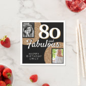 80 en Fabulous Gold Glitter 2 Foto 80th Birthday Servet (Insitu)