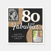 80 en Fabulous Gold Glitter 2 Foto 80th Birthday Servet (Voorkant)