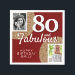 80 en Fabulous Gold Glitter 2 Foto 80th Birthday Servet<br><div class="desc">80 en Fabulous Gold Glitter 2 Foto 80th Birthday Party Napkins. Voeg uw foto's toe - u kunt een oude en nieuwe foto gebruiken. Voeg jouw naam en leeftijd toe.</div>