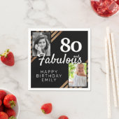 80 en Fabulous Gold Glitter 2 Foto 80th Birthday Servet (Insitu)