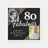 80 en Fabulous Gold Glitter 2 Foto 80th Birthday Servet (Voorkant)