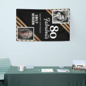 80 en Fabulous Gold Glitter 2 Foto 80th Birthday Spandoek (Beurs)