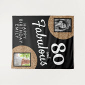 80 en Fabulous Gold Glitter 2 Foto 80th Birthday Wandkleed (Voorkant (horizontaal))
