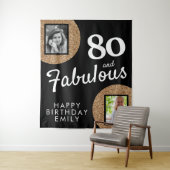 80 en Fabulous Gold Glitter 2 Foto 80th Birthday Wandkleed (In situ)