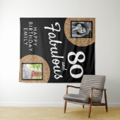 80 en Fabulous Gold Glitter 2 Foto 80th Birthday Wandkleed (In Situ (horizontaal))