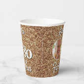 80 en Fabulous Gold Glitter 80th Birthday Foto Papieren Bekers (Rechts)