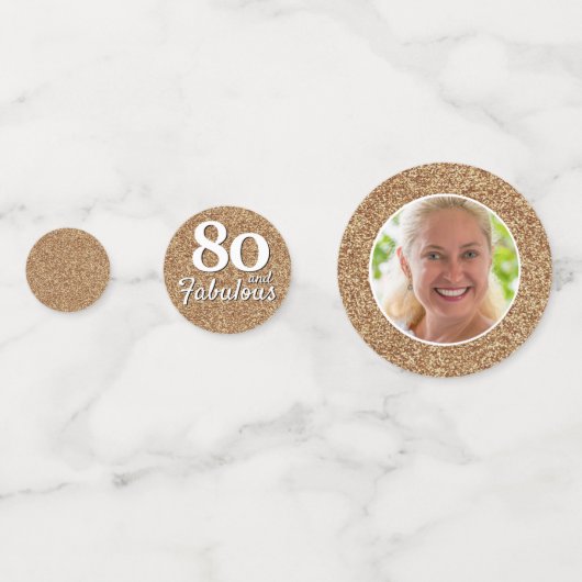 80 en Fabulous Gold Glitter Photo 80th Birthday Confetti (Achterkanten)