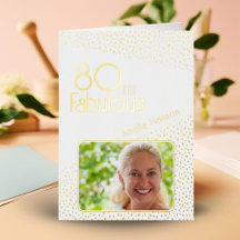 80 en Fabulous Gold Glitter Photo 80th Birthday