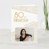 80 en Fabulous Gold Glitter Photo 80th Birthday Kaart (Voorkant)