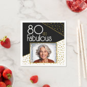 80 en Fabulous Gold Glitter Photo 80th Birthday Servet (Insitu)