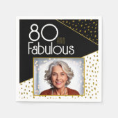 80 en Fabulous Gold Glitter Photo 80th Birthday Servet (Voorkant)
