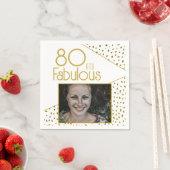 80 en Fabulous Gold Glitter Photo 80th Birthday Servet (Insitu)