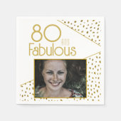 80 en Fabulous Gold Glitter Photo 80th Birthday Servet (Voorkant)