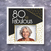 80 en Fabulous Gold Glitter Photo 80th Birthday Servet