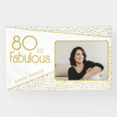 80 en Fabulous Gold Glitter Photo 80th Birthday Spandoek (Horizontaal)