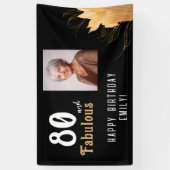 80 en Fabulous Goud Loofwerk 80ste Verjaardag Foto Spandoek (Verticaal)
