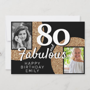 80 en Fabulous Gouden Glitter 2 Foto 80ste Verjaar Kaart