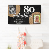 80 en Fabulous Gouden Glitter 2 Foto Verjaardag  Spandoek (Insitu)