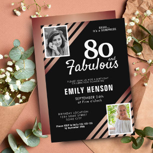 80 en Fabulous Gouden Roos 2 Foto Verjaardag Kaart