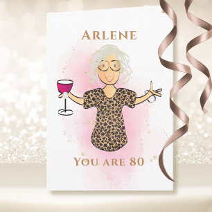 80 en Fabulous Grappige Dame 80e Verjaardag Cartoo Kaart