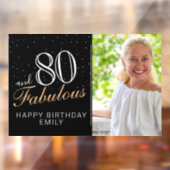 80 en Fabulous Modern Black 80th Birthday Foto Raamsticker (Vel 2)