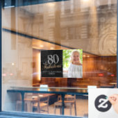 80 en Fabulous Modern Black 80th Birthday Foto Raamsticker (Cafe Raam)