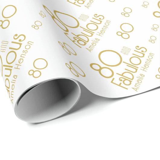 80 en Fabulous Moderne 80e Verjaardag Cadeaupapier (Rol Hoek)