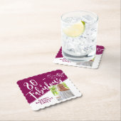 80 en Fabulous Script Photo Magenta 80th Birthday Kartonnen Onderzetters (Insitu)