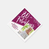 80 en Fabulous Script Photo Magenta 80th Birthday Servet (Hoek)