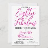 80 en Fabulous Script Roze Zwart 80ste Verjaardag Kaart (Voorkant)