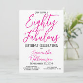 80 en Fabulous Script Roze Zwart 80ste Verjaardag Kaart (Staand voorkant)