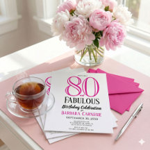 80 en Fabulous Script Roze Zwart 80ste Verjaardag