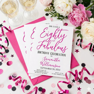 80 en Fabulous Script Roze Zwart 80ste Verjaardag Kaart