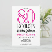 80 en Fabulous Script Roze Zwart 80ste Verjaardag Kaart (Staand voorkant)