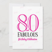 80 en Fabulous Script Roze Zwart 80ste Verjaardag Kaart (Achterkant)