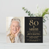 80 en Fabulous | Uitnodiging voor 80ste verfeestda (Staand voorkant)