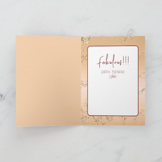 80 en Fabulous Vrouw Cartoon Roos Goud Verjaardag Kaart (Binnen)