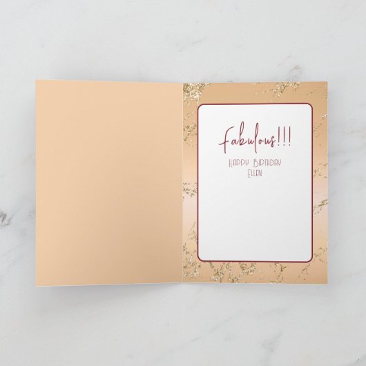80 en Fabulous Vrouw Cartoon Roos Goud Verjaardag Kaart (Binnen)