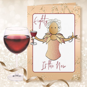 80 en Fabulous Vrouwelijke Cartoon Roze Gouden Ver Kaart