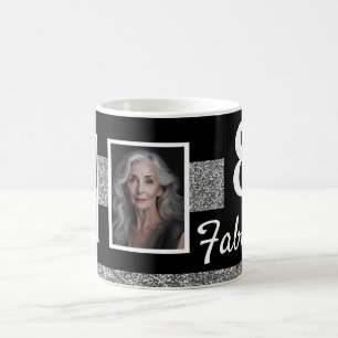 80 en Fabulous Zilveren Glitter 2 Foto's Verjaarda Koffiemok