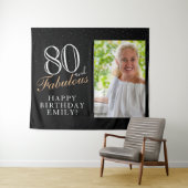 80 en Fabulous Zwarte 80e Verjaardag Foto Achtergr Wandkleed (In Situ (horizontaal))