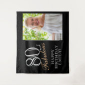 80 en Fabulous Zwarte 80e Verjaardag Foto Achtergr Wandkleed (Voorkant)