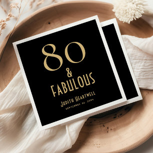 80 en Fabulous Zwarte 80ste Verjaardagsfeestje Servet