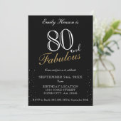 80 en Fabulous Zwarte Elegante Script Verjaardag Kaart (Staand voorkant)