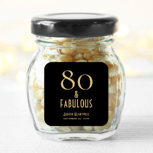 80 en Fabulous Zwarte Gouden 80ste Verjaardagsfees Vierkante Sticker