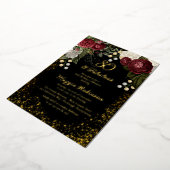 80 en Floral Birthday Party (Roos van Fabulous Gla Folie Uitnodiging (Gedraaid)